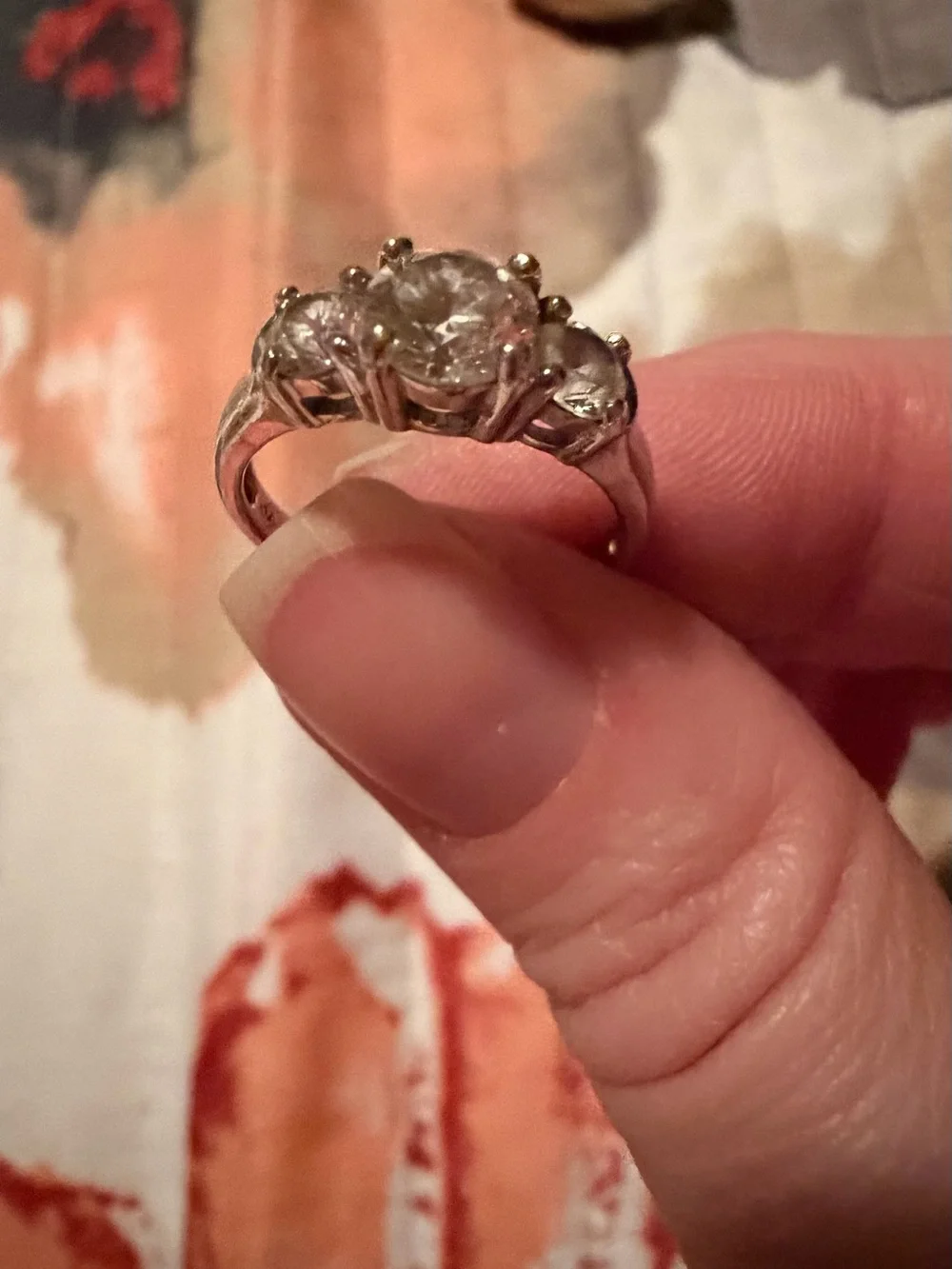 Sterling Silver Natural White Sapphire 1.5ct Three Stone Ring